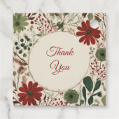 Rustieke salie groen en bordeauxrode bloemen herfs bedankjes labels (Achterkant)