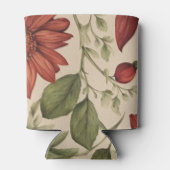 Rustieke salie groen en bordeauxrode bloemen herfs blikjeskoeler (Achterkant)