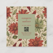 Rustieke salie groen en bordeauxrode bloemen herfs informatiekaartje (Voorkant)