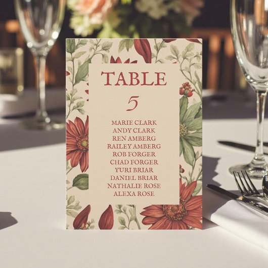 Rustieke salie groen en bordeauxrode bloemen herfs kaart