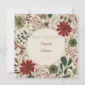 Rustieke salie groen en bordeauxrode bloemen herfs kaart (Voorkant)