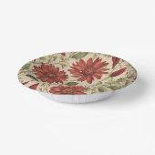 Rustieke salie groen en bordeauxrode bloemen herfs papieren kommen (Gebogen)