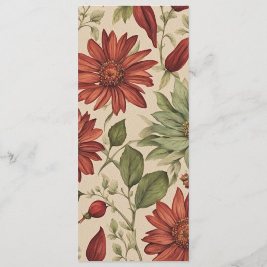 Rustieke salie groen en bordeauxrode bloemen herfs programmakaart (Achterkant)