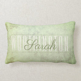 Rustieke salie groen gevlekte textuur naam monogra kussen