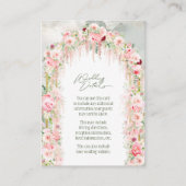Rustieke salie groen, roze bloemenboog bruiloft de informatiekaartje (Voorkant)