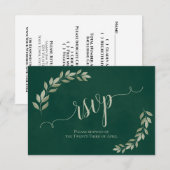 Rustieke Salie Groene bladeren Eenvoudige Smaragd  RSVP Kaartje (Voorkant / Achterkant)