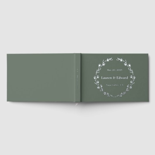 Rustieke salie groene bloemenkrans bruiloft gastenboek (Volledig)