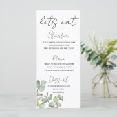 Rustieke Salie Groene Eucalyptus Trouwmenu Menu (Staand voorkant)