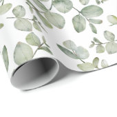 Rustieke Salie Groene Eucalyputus Waterverf Cadeaupapier (Rol Hoek)