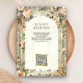 Rustieke Salie Groene Perzik Bloemen Moslim Bruilo Kaart