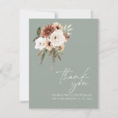 Rustieke Salie Groene Perzik Bloemenbruiloft Bedankkaart (Voorkant)