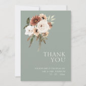 Rustieke Salie Groene Perzik Bloemenbruiloft Bedankkaart (Voorkant)