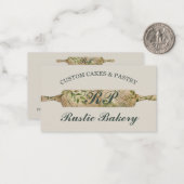 Rustieke salie ivoor Floral Roller Bakkerij Chef Notitiekaartje (Voorkant / Achterkant in situ)