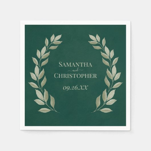 Rustieke Salie Laurel bladeren op Emerald Green br Servet (Voorkant)