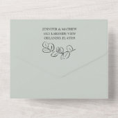 Rustieke Saliegroen Eucalyptus Bruiloft  Alles in  All In One Uitnodiging (Achterkant)