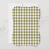 Rustieke Saliegroen Gingham Appel Bruiloftsborrel Kaart (Achterkant)