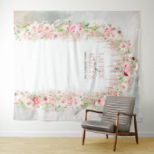 Rustieke Saliegroen & Roze Bloemboog Wandkleed (In Situ (horizontaal))