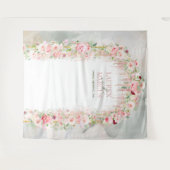 Rustieke Saliegroen & Roze Bloemboog Wandkleed (Voorkant (horizontaal))