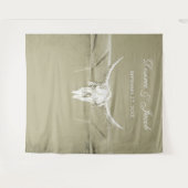 Rustieke saliegroen witte western koeien schedel a wandkleed (Voorkant (horizontaal))