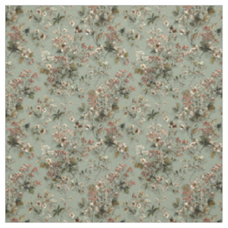Rustieke saliegroene botanische vintage bloemenpri stof