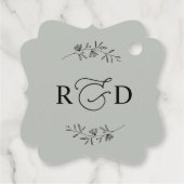 Rustieke saliegroene eenvoudige monogram dank je bedankjes labels (Achterkant)