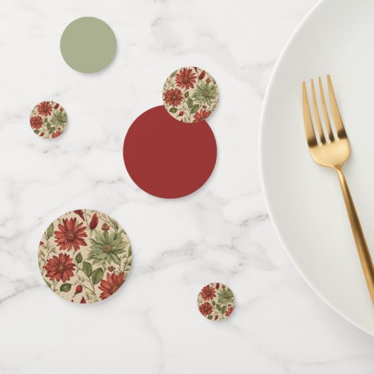 Rustieke saliegroene en bordeauxrode bloem-herfst confetti (Groep)