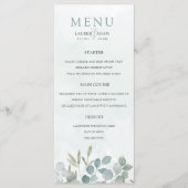 Rustieke Saliegroene Eucalyptus Bruiloft Menu (Voorkant)