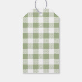 Rustieke saliegroene geruite vrolijke kerst cadeaulabel (Achterkant)
