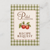 Rustieke Saliegroene Gingham Appel Bruiloftsborrel Informatiekaartje (Voorkant)
