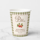 Rustieke Saliegroene Gingham Appel Bruiloftsborrel Papieren Bekers (Achterkant)