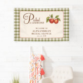 Rustieke Saliegroene Gingham Appel Bruiloftsborrel Spandoek (Insitu)