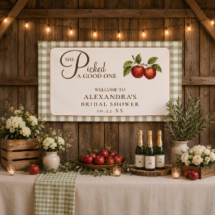 Rustieke Saliegroene Gingham Appel Bruiloftsborrel Spandoek