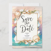 Rustieke Sandy geschilderde strand bruiloft Save The Date (Voorkant)