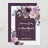 Rustieke Sangria Donker Paarse Mauve Bloemen Bruil Kaart (Voorkant / Achterkant)