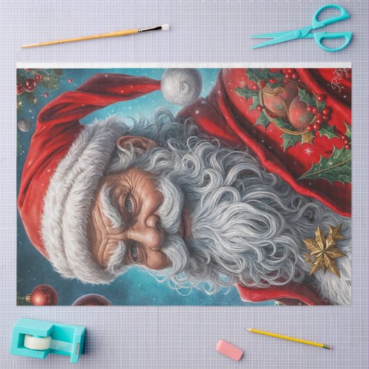 Rustieke Santa Christmas Decoupage Papier (Craft)