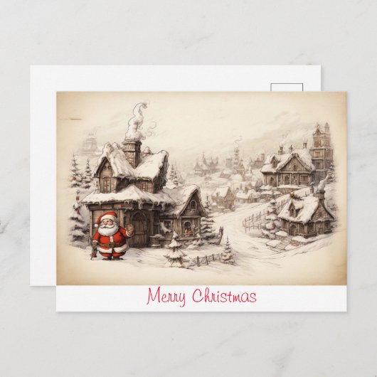  rustieke Santa Clouse Briefkaart (Voorkant / Achterkant)