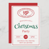 Rustieke Santa Stamp Vakantie Uitnodiging | (Voorkant / Achterkant)