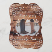 Rustieke 'Save the Date' Bos Bruiloft Jouw Foto Kaart (Voorkant / Achterkant)