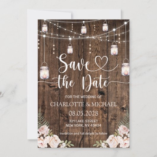 Rustieke Save the Date Huwelijk Kaart (Voorkant)