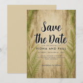 Rustieke Save the Date Kaart met Boombast en Mos (Voorkant / Achterkant)