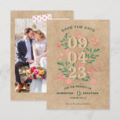 Rustieke Save the Date met Foto Unieke Trouw  (Voorkant / Achterkant)