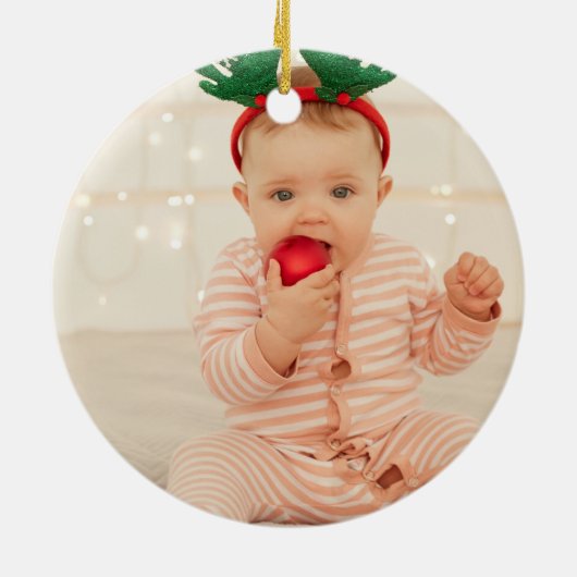 Rustieke Scandi Bow Boho Kerstboom Foto Keramisch Ornament (Achterkant)