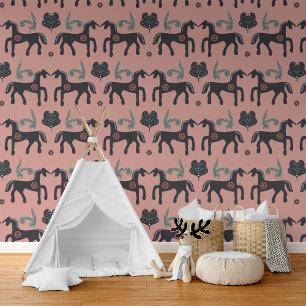 Rustieke Scandinavische folklore Nordic Horses Behang