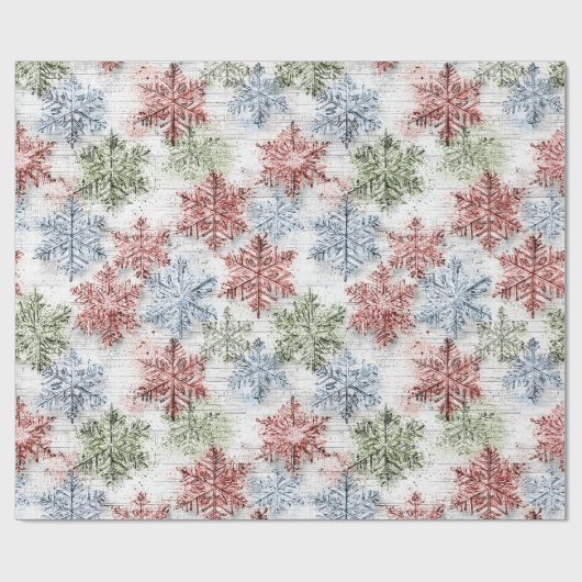 Rustieke Scandinavische Sneeuwvlok Cadeaupapier (Vlak)