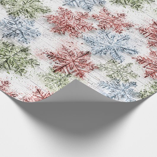 Rustieke Scandinavische Sneeuwvlok Cadeaupapier (Hoek)