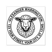 Rustieke Schapen Kop Naam Retour Adres Zelfinktende Stempel (Design)