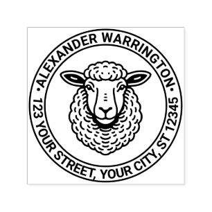 Rustieke Schapen Kop Naam Retouradres Zelfinktende Stempel