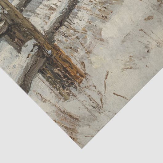 Rustieke Schapen Winter Landschap Decoupage Tissuepapier (Detail)