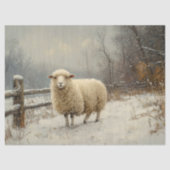Rustieke Schapen Winter Landschap Decoupage Tissuepapier (Voorkant)