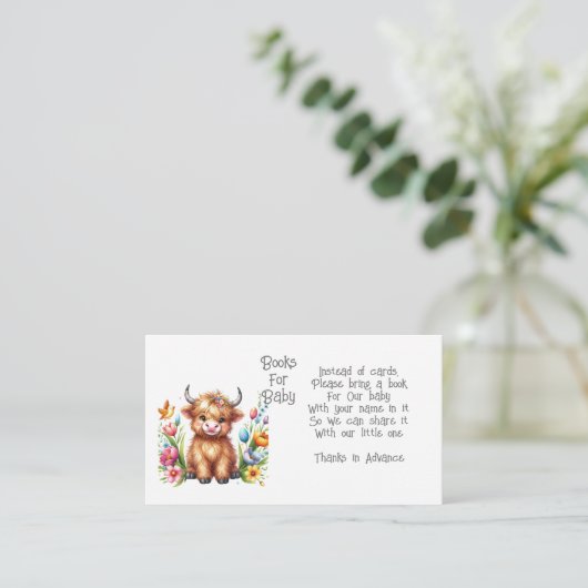 Rustieke Schattigee Baby Highland Koe Baby Enclosu Informatiekaartje (Staand voorkant)